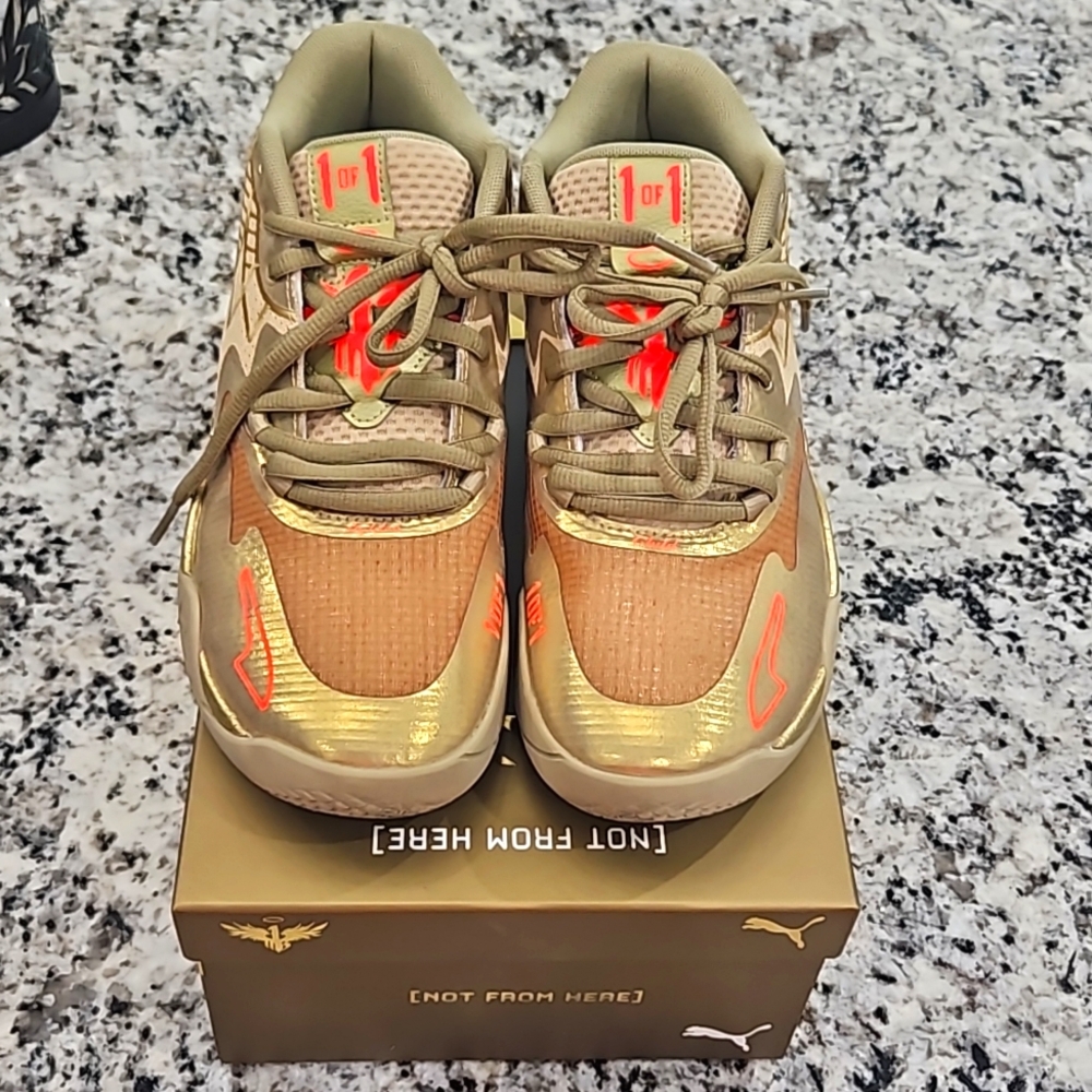 Puma melo golden basketball shoes